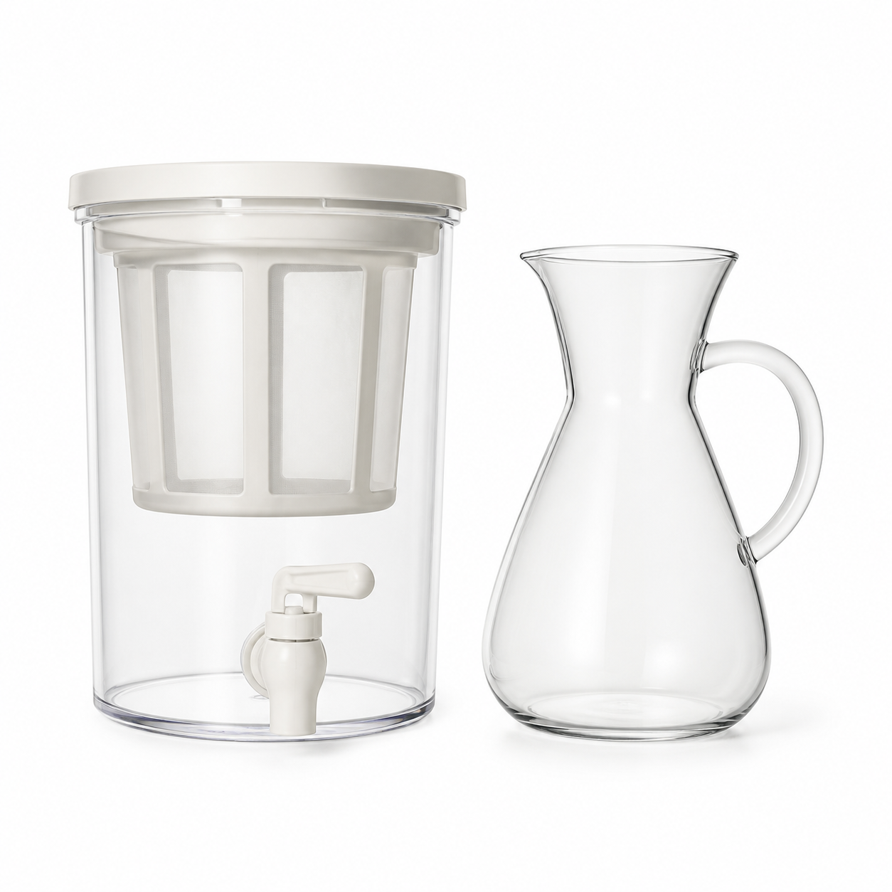 Toddy cold brew concentrate system with a brewing bucket and glass decanter