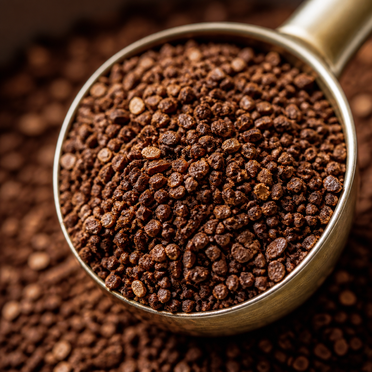 Close-up of coarsely ground coffee at the correct grind size for cold brew