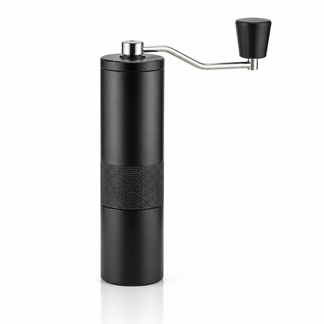 Slim black manual hand coffee grinder for a coarse cold brew grind