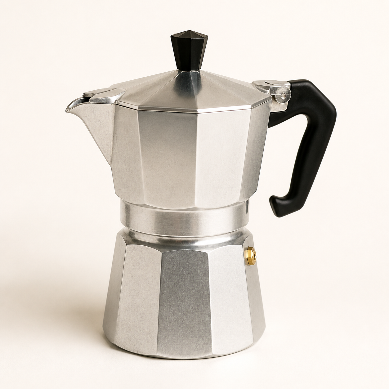 Bialetti Moka Express stovetop espresso-style coffee maker on a plain background